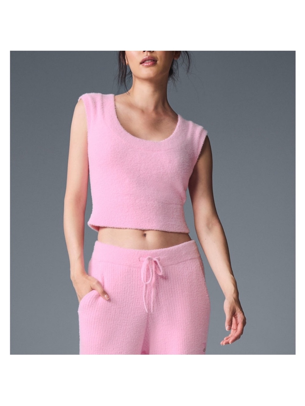 Alo yoga NWT small Cozy Sweater tank in sweet Pink Sleeveless Crop